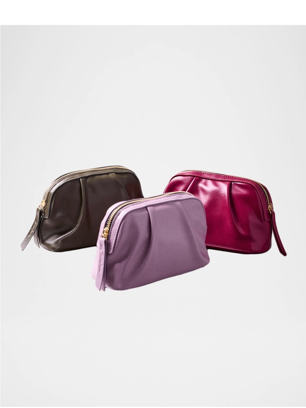 Neiman Marcus Lilac Leather Cosmetic Bag Small Zip Pouch